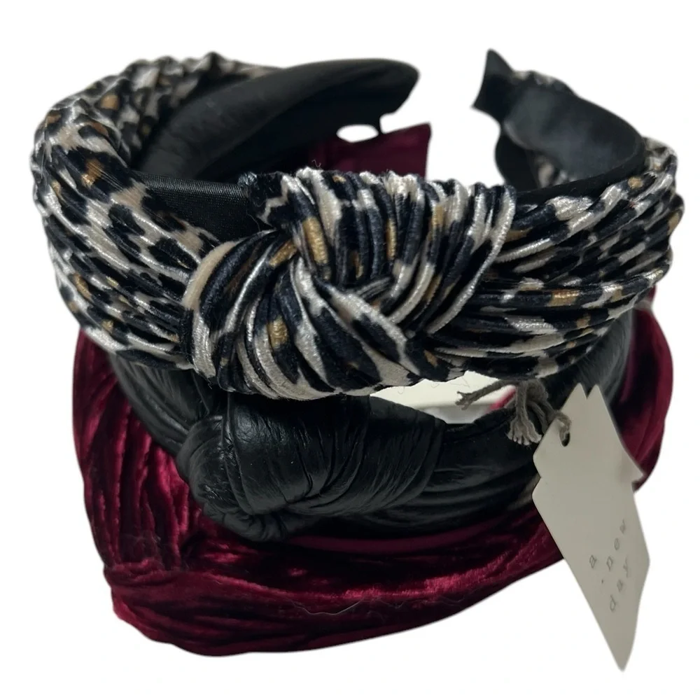 3 Headbands Red Velvet Cheetah Leopard Black NWT Y2K stocking stuffer Christmas